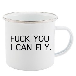 Mug Tasse Rétro en métal émaillé imprimé citation Fuck you i can fly