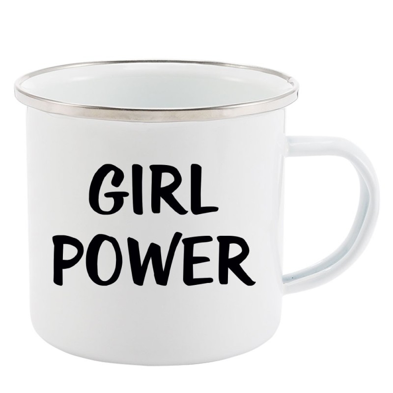 Mug Tasse Rétro en métal émaillé imprimé humour citation Girl power