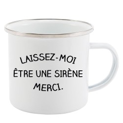 Mug Tasse Rétro en métal émaillé imprimé humour citation Laissez moi être une sirène merci