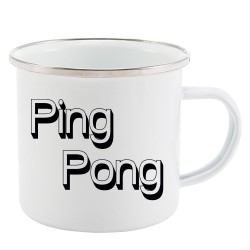 Mug Tasse Rétro en métal émaillé imprimé humour citation Ping pong