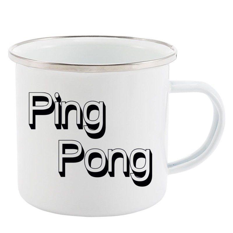 Mug Tasse Rétro en métal émaillé imprimé humour citation Ping pong