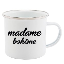 Mug Tasse Rétro en métal émaillé imprimé humour citation Madame boheme