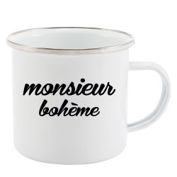 Mug Tasse Rétro en métal émaillé imprimé humour citation Monsieur boheme