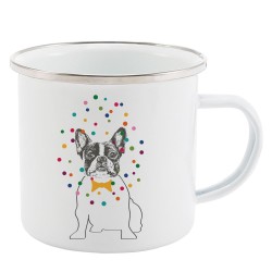 Mug Tasse Rétro en métal émaillé imprimé humour illustration chien
