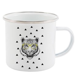 Mug Tasse Rétro en métal émaillé imprimé humour illustration Tigre
