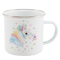 Mug Tasse Rétro en métal émaillé imprimé humour illustration poney