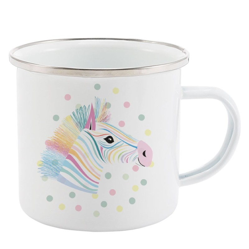 Mug Tasse Rétro en métal émaillé imprimé humour illustration poney