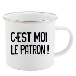 Mug Tasse Rétro en métal émaillé imprimé humour citation c'est moi le patron