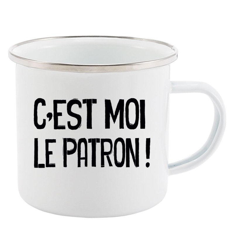 Mug Tasse Rétro en métal émaillé imprimé humour citation c'est moi le patron