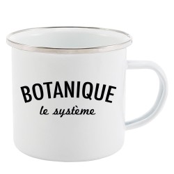 Mug Tasse Rétro en métal émaillé imprimé humour citation Botanique le systeme