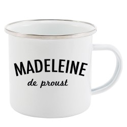 Mug Tasse Rétro en métal émaillé imprimé humour citation Madeleine de proust