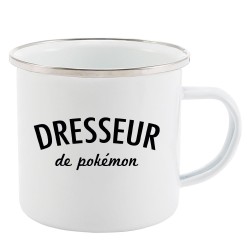Mug Tasse Rétro en métal émaillé imprimé humour citation  Dresseur de pokémon