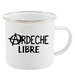 Mug Tasse Rétro en métal émaillé imprimé humour citation Ardeche libre