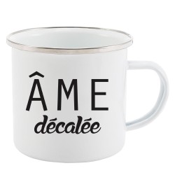 Mug Tasse Rétro en métal émaillé imprimé humour citation Âme décalée