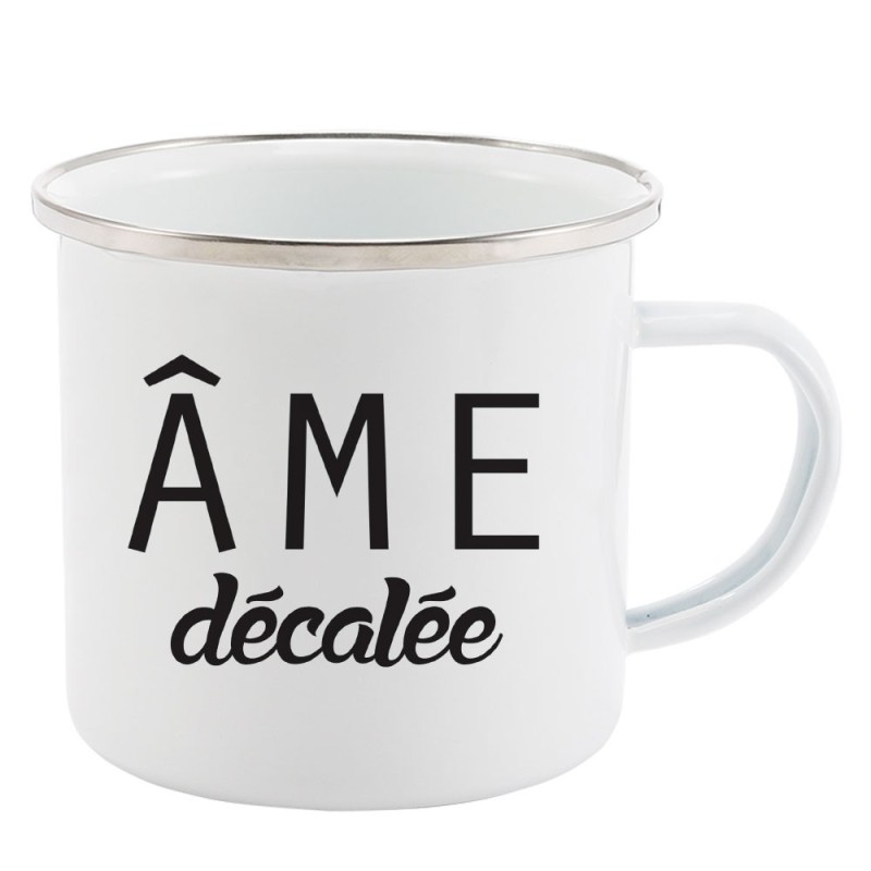 Mug Tasse Rétro en métal émaillé imprimé humour citation Âme décalée