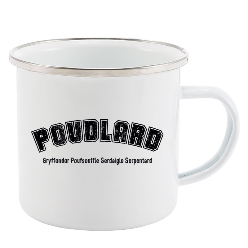 Mug Tasse Rétro en métal émaillé imprimé humour citation Poudlard