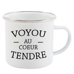 Mug Tasse Rétro en métal émaillé imprimé humour citation Voyou au coeur tendre
