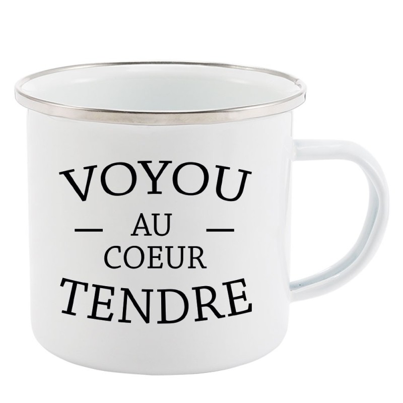 Mug Tasse Rétro en métal émaillé imprimé humour citation Voyou au coeur tendre
