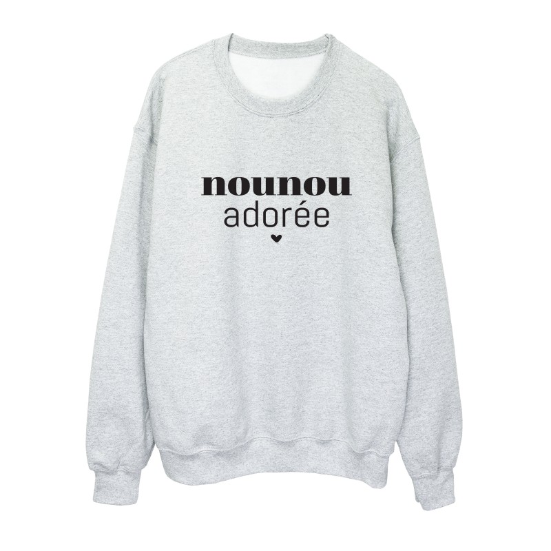 Sweat shirt imprimé citation humour nounou adorée