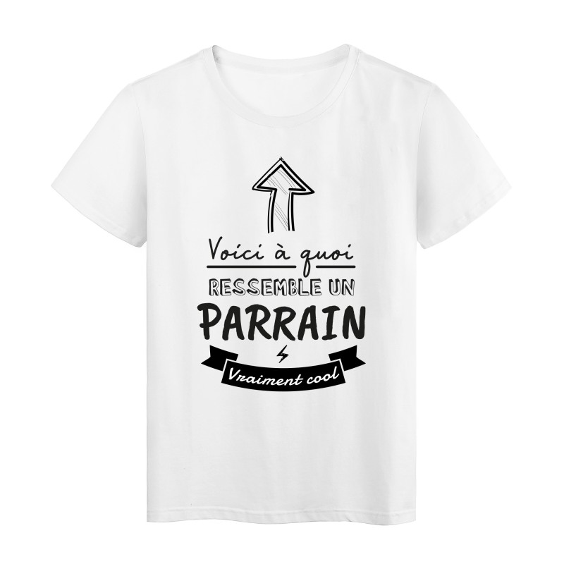 T-Shirt imprimé humour citation Voici a quoi ressemble un parrain vraiment cool