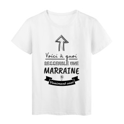 T-Shirt imprimé humour citation Voici a quoi ressemble un Marraine vraiment cool