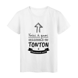 T-Shirt imprimé humour citation Voici a quoi ressemble un tonton vraiment cool