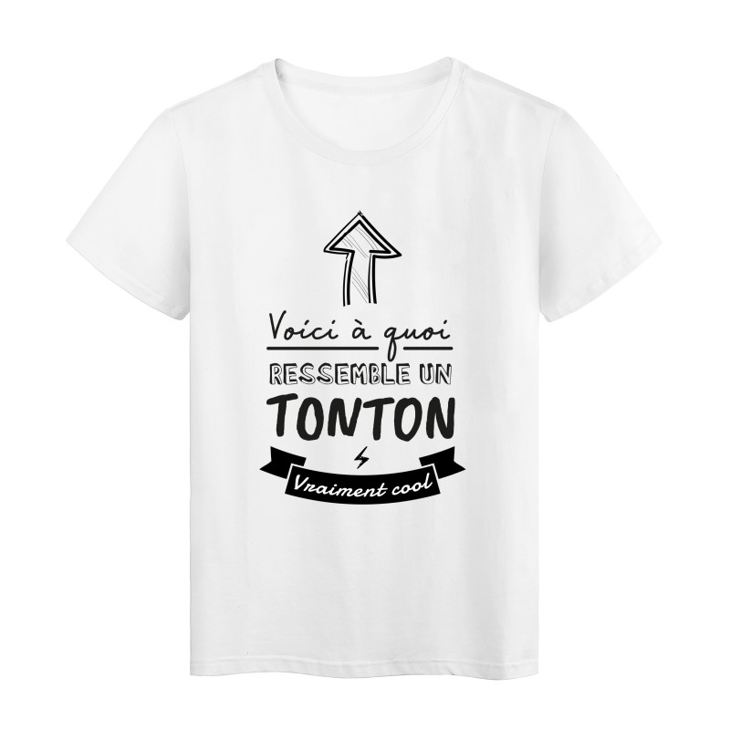 T-Shirt imprimé humour citation Voici a quoi ressemble un tonton vraiment cool