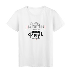 T-Shirt imprimé humour citation On dit que la perfection n'existe pas mais papi est bien reel