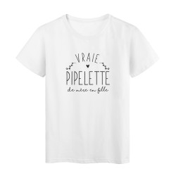 T-Shirt imprimé humour citation Vraie pipelette de mère en fille