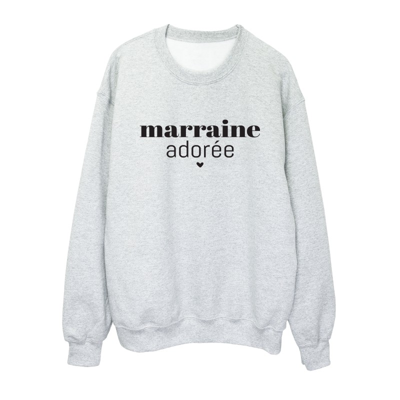 Sweat shirt imprimé citation humour Marraine adorée