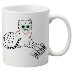 Mug tasse céramique imprimé illustration chat piano