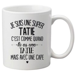 Mug tasse céramique imprimé citation Je suis une super tatie