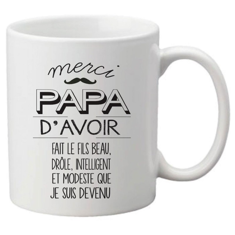 Mug tasse céramique imprimé citation Merci papa d'avoir fait le fils beau drôle intelligent