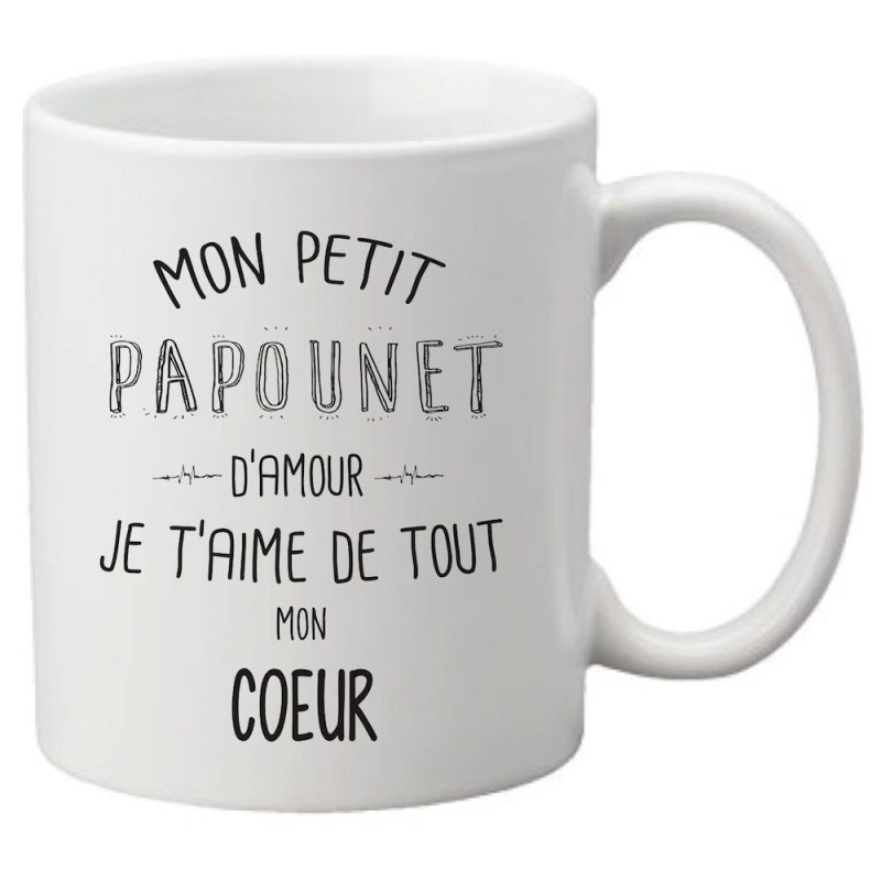 Mug tasse céramique imprimé citation illustration Mon petit papotent d'amour je t'aime de tout mon coeur
