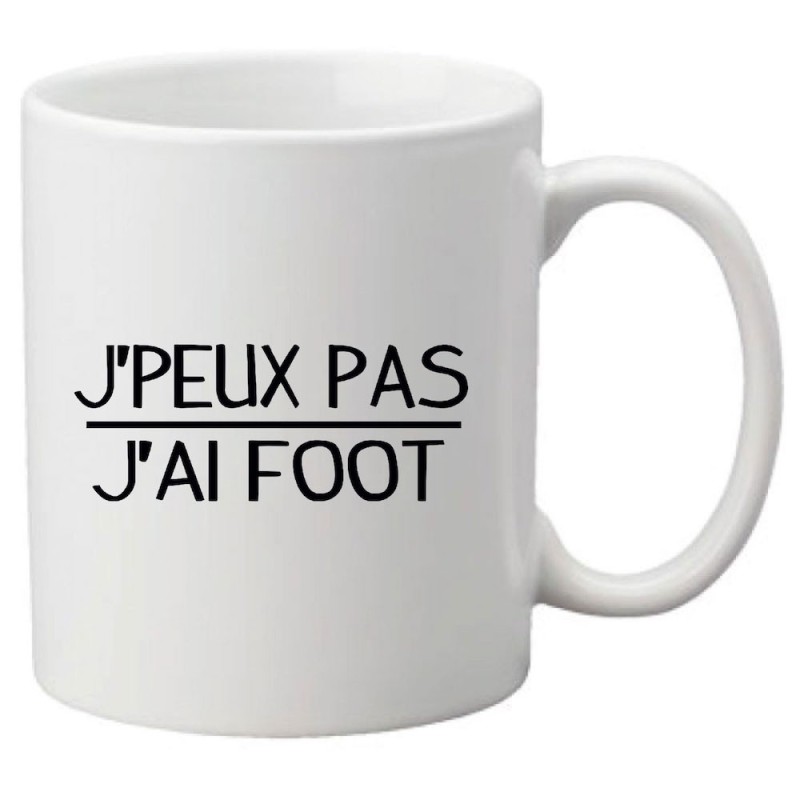 Mug tasse céramique imprimé citation J'peux pas j'ai foot