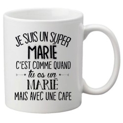 Mug tasse céramique imprimé citation Je suis un super marié c'est comme quand tu es marié mais avec une cape