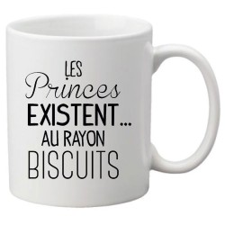 Mug tasse céramique imprimé citation Les princes existent au rayon biscuits