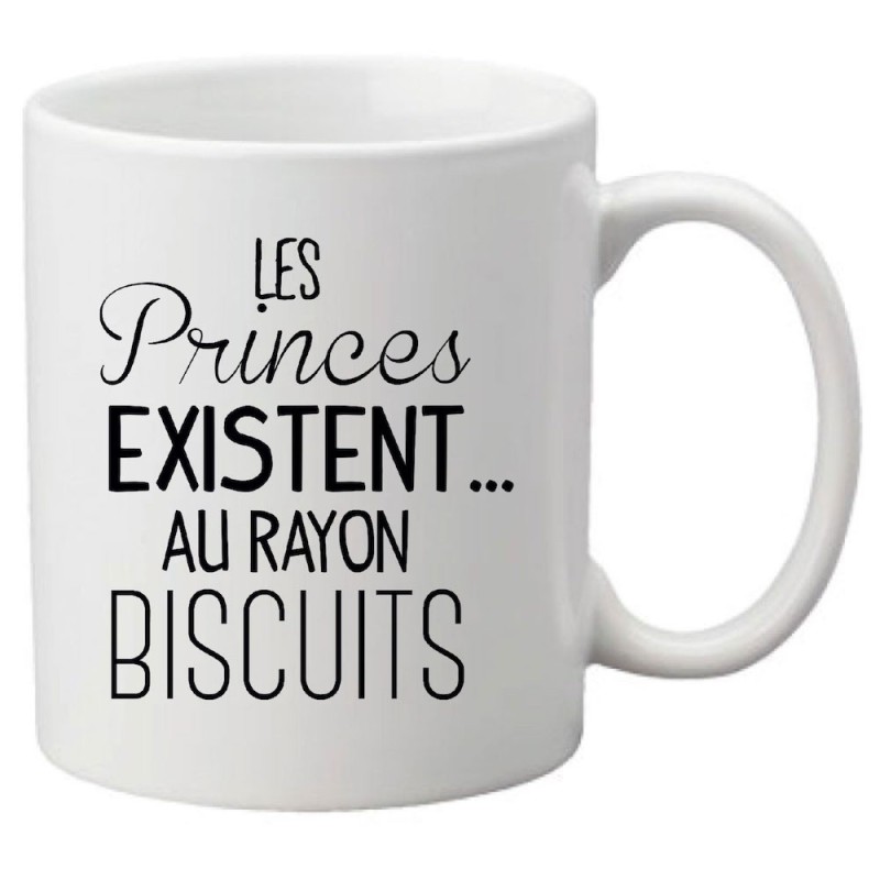 Mug tasse céramique imprimé citation Les princes existent au rayon biscuits