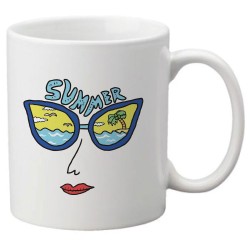 Mug tasse céramique imprimé Illustration summer lunette de soleil