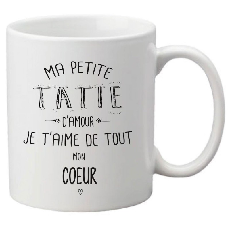 Mug tasse céramique imprimé citation Ma petite tatie d'amour je t'aime de tout mon coeur