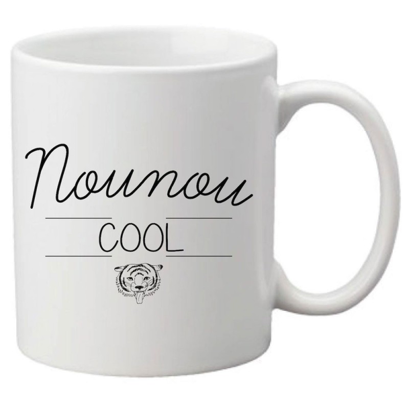 Mug tasse céramique imprimé citation illustration Nounou cool