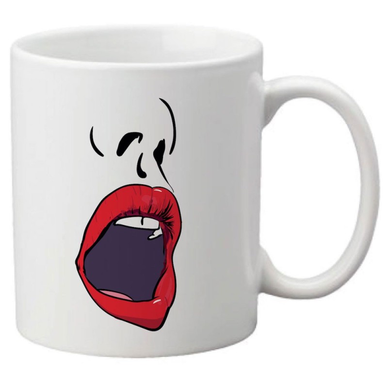 Mug tasse céramique imprimé illustration  Bouche rouge