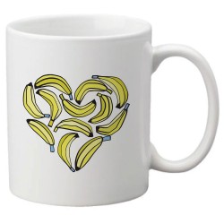 Mug tasse céramique imprimé illustration Banane coeur