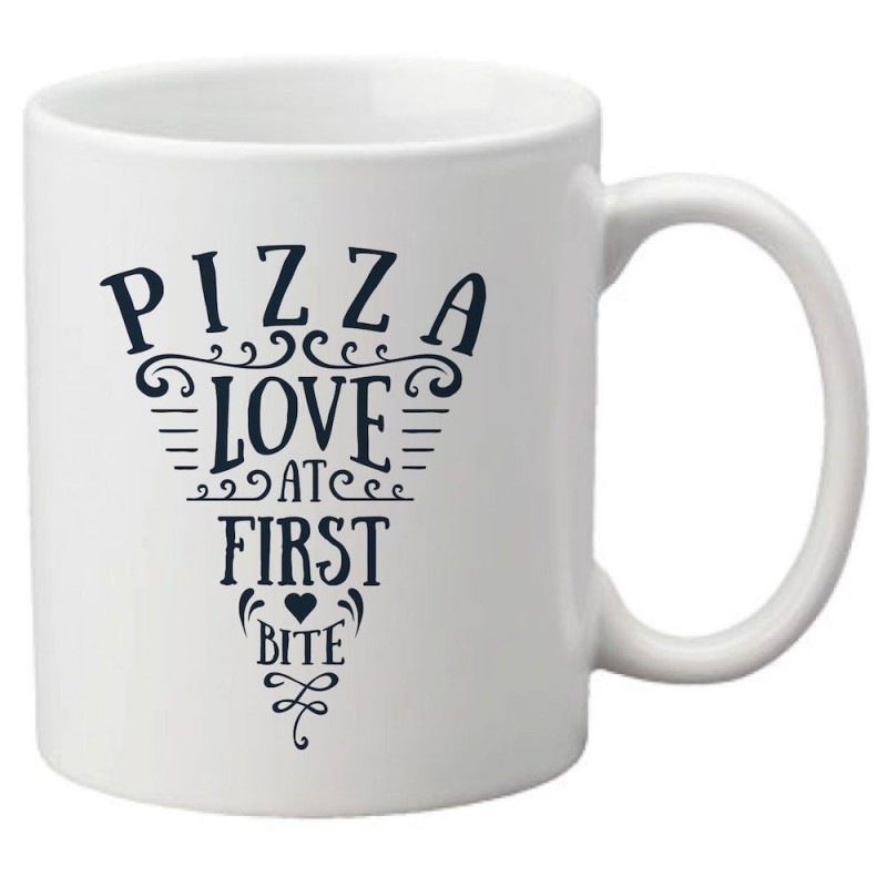 Mug tasse céramique imprimé illustration citation pizza love