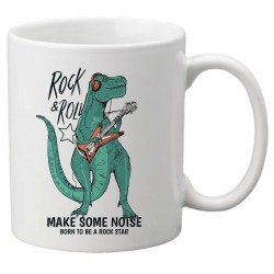 Mug tasse céramique imprimé illustration dinosaure guitare