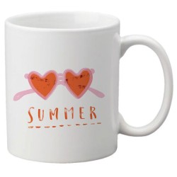Mug tasse céramique imprimé illustration summer lunette coeur