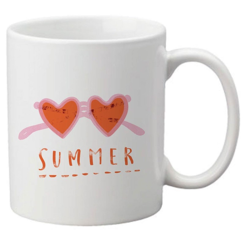 Mug tasse céramique imprimé illustration summer lunette coeur