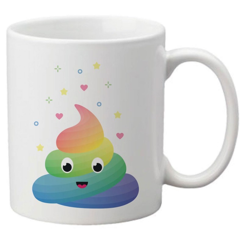 Mug tasse céramique imprimé illustration caca licorne arc en ciel
