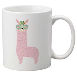 Mug tasse céramique imprimé illustration Lama rose