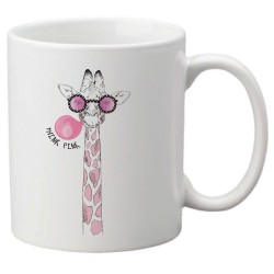 Mug tasse céramique imprimé illustration Girafe rose